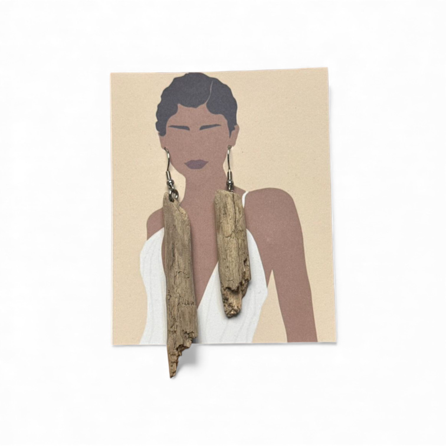 گوشواره دست‌ساز چوبی مدل اِلورا